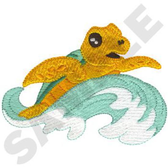 Meeresschildkröte Riding Wave