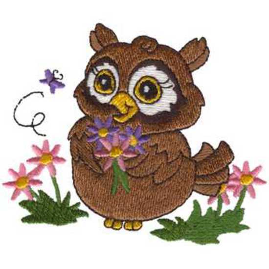 Eule mit Blumen