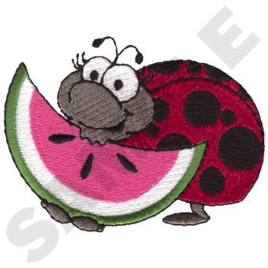 Mädchen-Marienkäfer  der Wassermelone isst