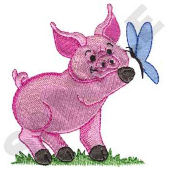 Schwein mit Schmetterling