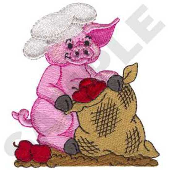 Schwein mit Äpfeln