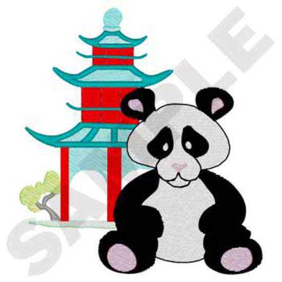 Panda mit Tempel
