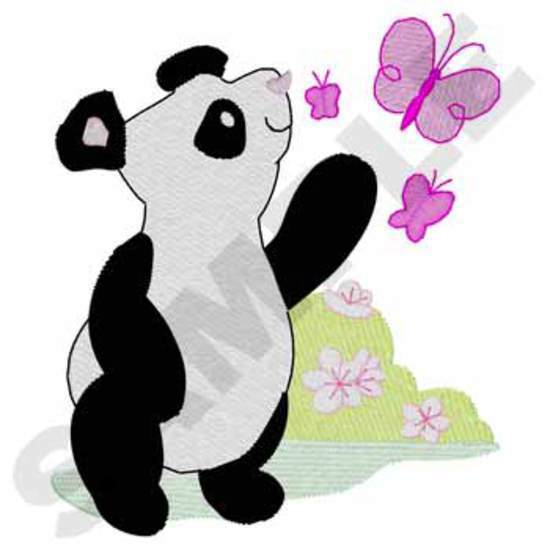 Panda mit Schmetterlingen