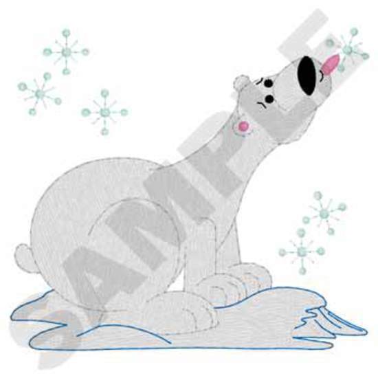 Eisbär  der Schneeflocken fängt