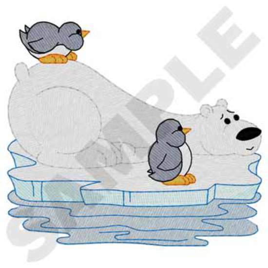 Eisbär mit Pinguinen