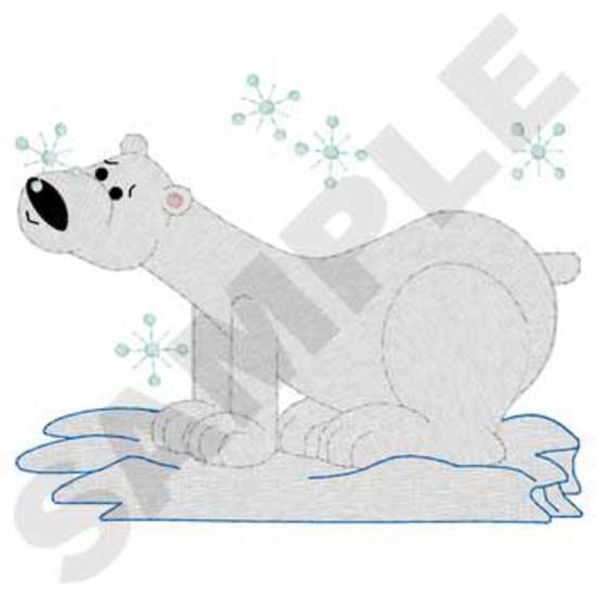 Eisbär mit Schneeflocken