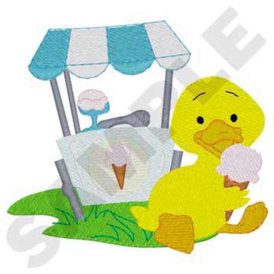 Ente  die Eiscreme isst