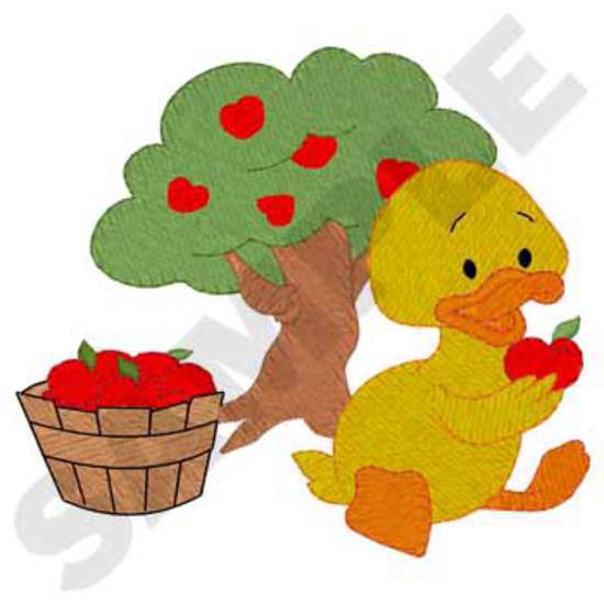 Ente und Apfelbaum