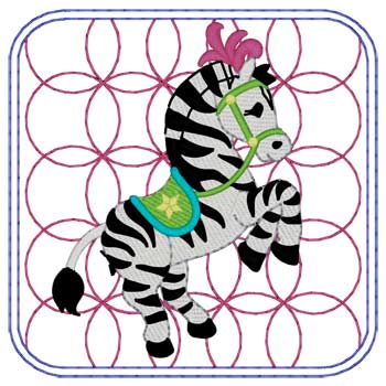 Zirkus-Zebra-Steppdecke quadratisch