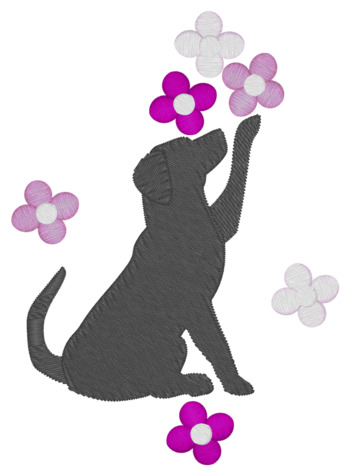 Hund mit Blumen