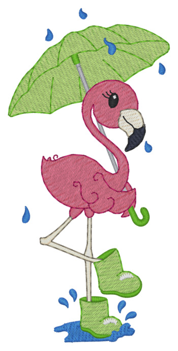 Flamingo im Regen