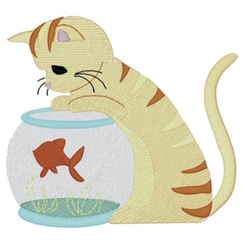 Katze W / Goldfischglas