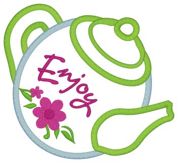 Genießen Sie Teekanne Applique