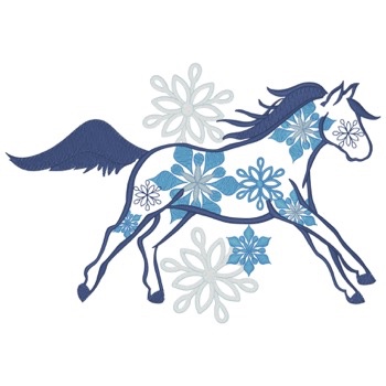 Pferd mit Schneeflocken