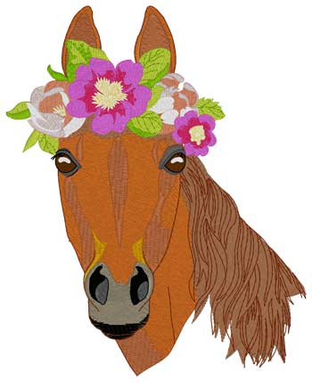 Pferd mit Blumenkrone
