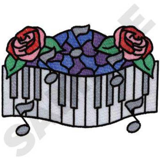 Roses en vitrail avec piano