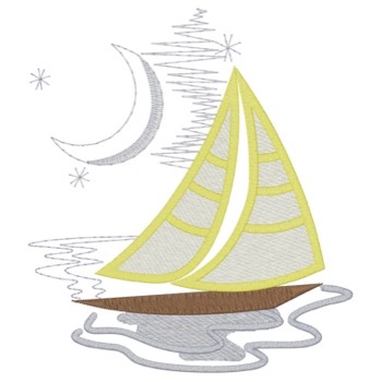 Segelboot und Mond