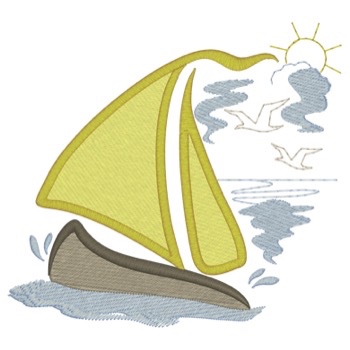 Segelboot W / Möwen