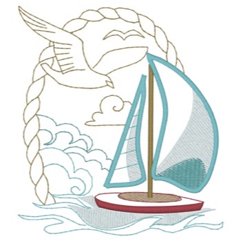 Segelboot W / Möwe