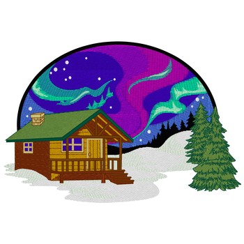 Kabine mit Nordlichtern
