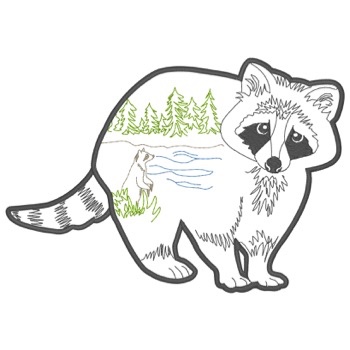 Waschbär Outline-Szene
