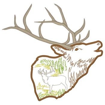 Bugling Elk Outline-Szene