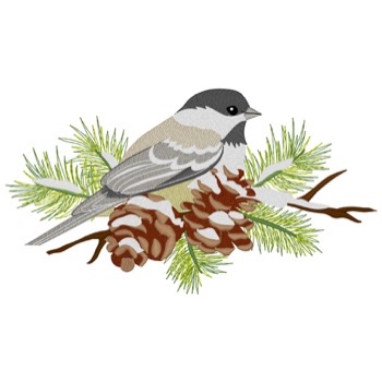 Chickadee & Pinecones